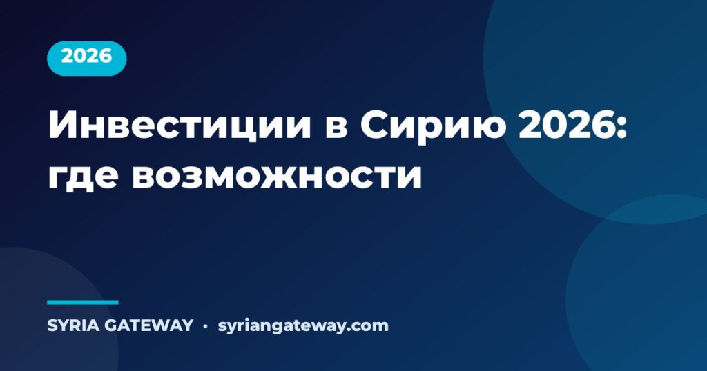 Лучшие инвестиционные возможности в Сирии в 2026 году: восстановление, энергетика и туризм